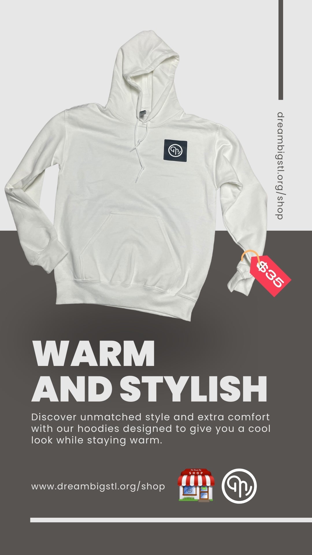 White (Black Patch Logo) Hoodie