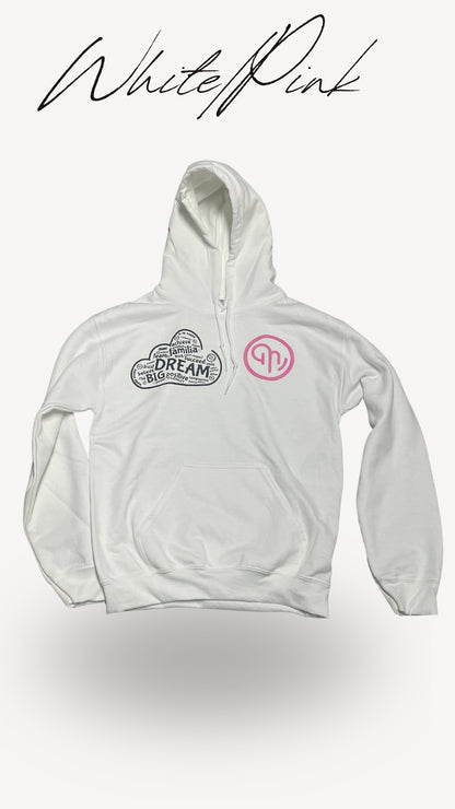 White (Cloud/Pink Logo) Hoodie